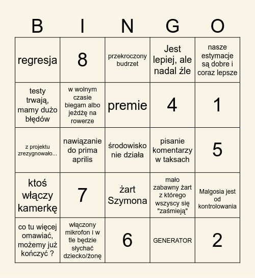 Bingo Arcyspotkanie Bingo Card