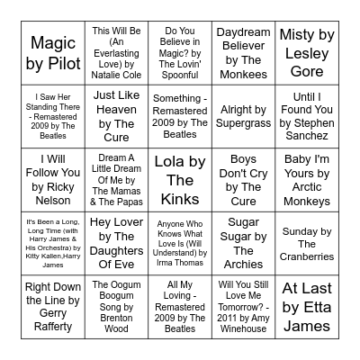 Rom Com Staples Bingo Card