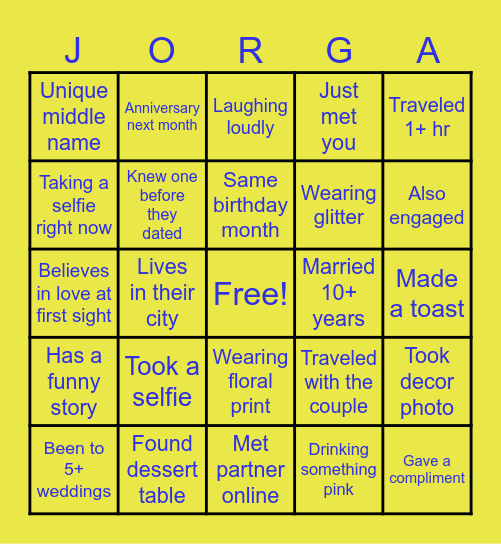 An Engagement Party For: Bingo Card