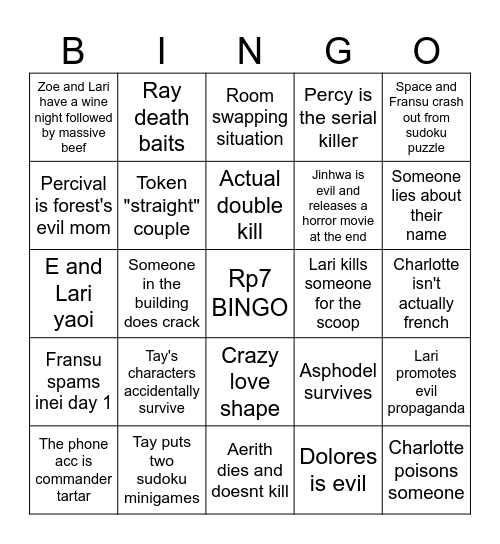 Rp7 bingo Card