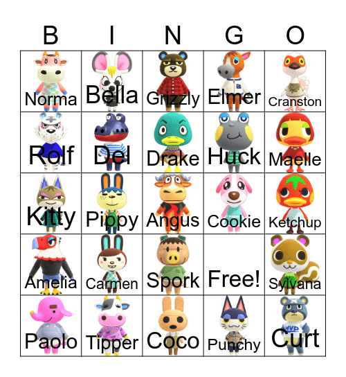 Animal Crossing Bingo Card