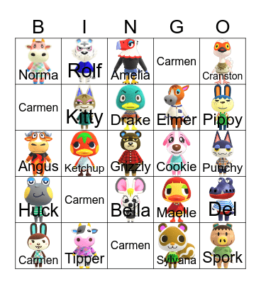 Animal Crossing Bingo Card