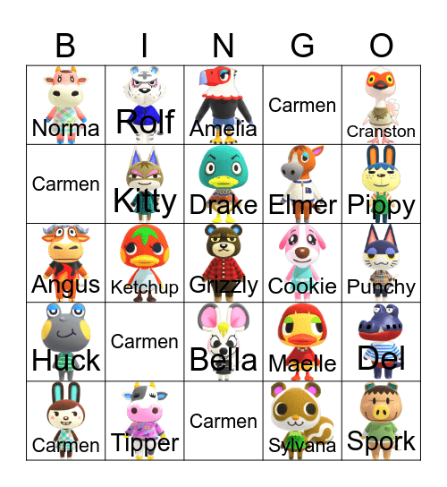 Animal Crossing Bingo Card