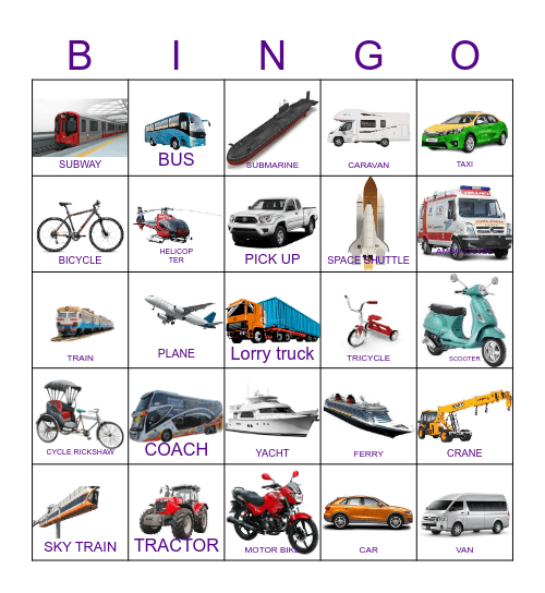 TRANSPORTATION Bingo Card