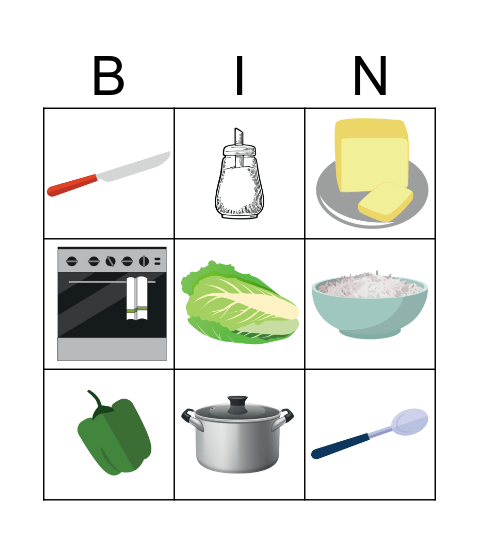 Foods Bingo Card