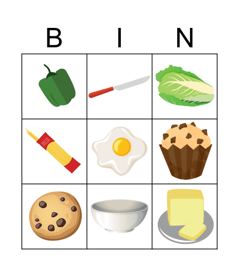 Foods Bingo Card