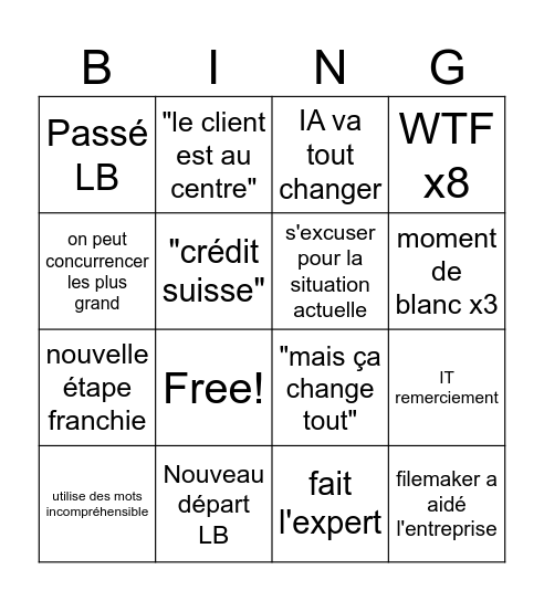 Compta meeting Bingo Card