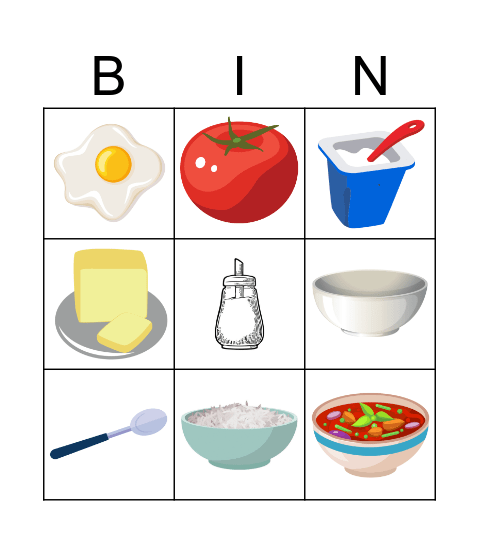 Food Bingo Card