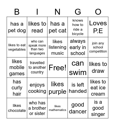 Find Someone who Bingo Card