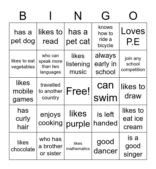 Find Someone who Bingo Card