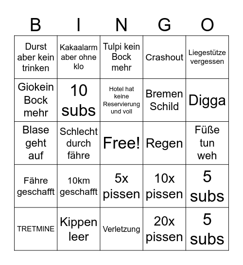 Marsch Bingo Card