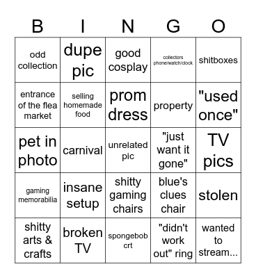 marketplace bingo Card