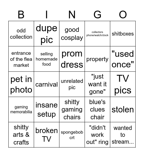 marketplace bingo Card