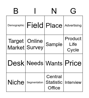 Marketing Bingo Card