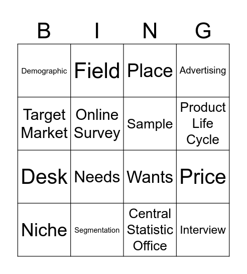 Marketing Bingo Card