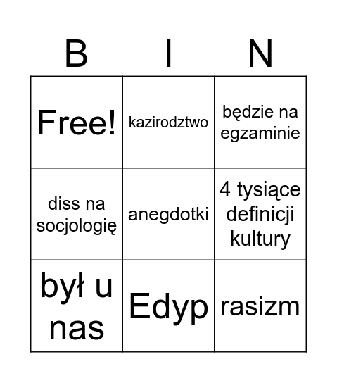 wstęp do eiak Bingo Card
