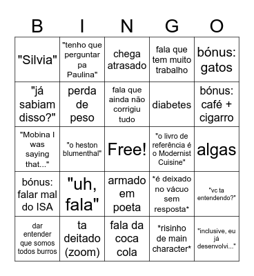 Bingo do Bruninho Bingo Card