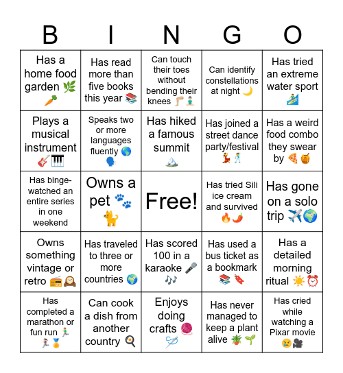 SNAPSHOT BINGO Card