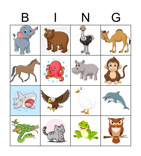 Animal Bingo Card