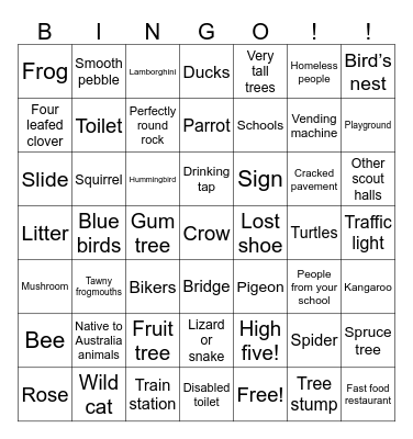 Wildlife BINGO ultimate Bingo Card
