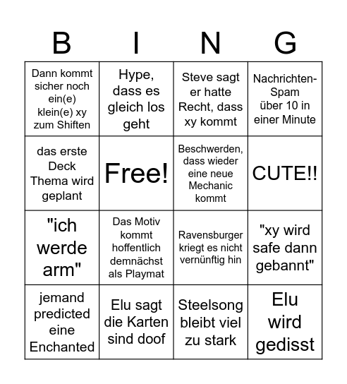 Lorcana Spoiler Bingo Card