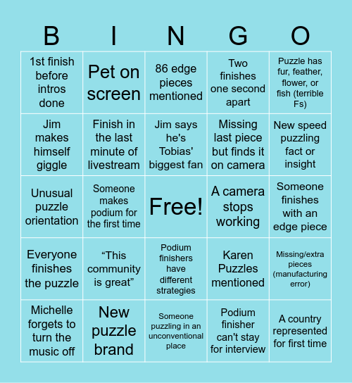 EJJ BINGO CARD Bingo Card