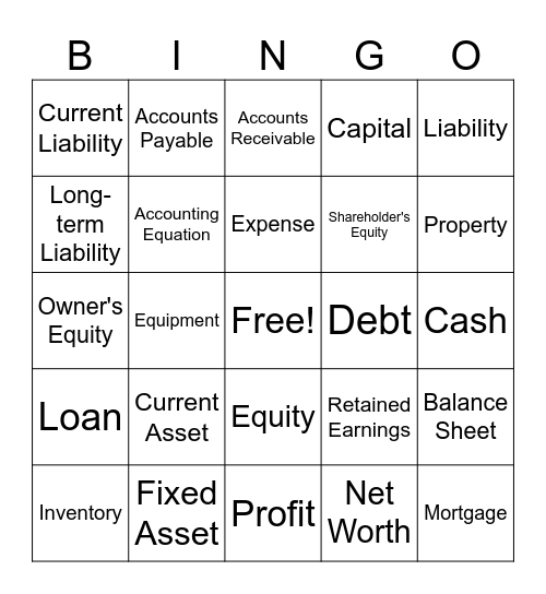 The Balance Sheet Bingo Card