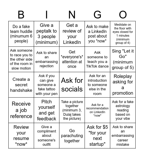 Rejection Bingo Card