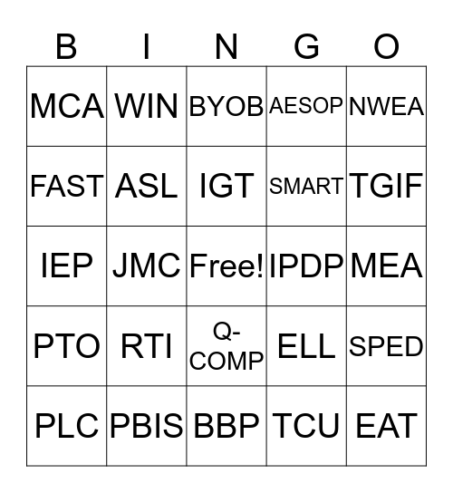 TCU STAFF BINGO 2 Bingo Card