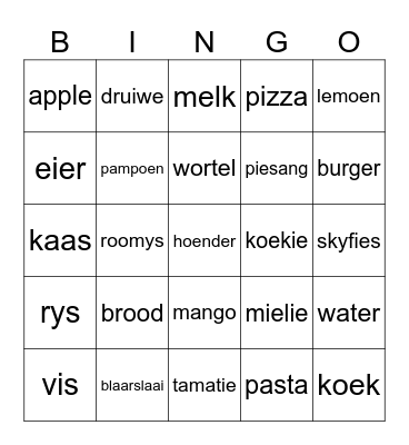 FOOD FOOD FOOD FOOD FOOD FOOD FOOD Bingo Card
