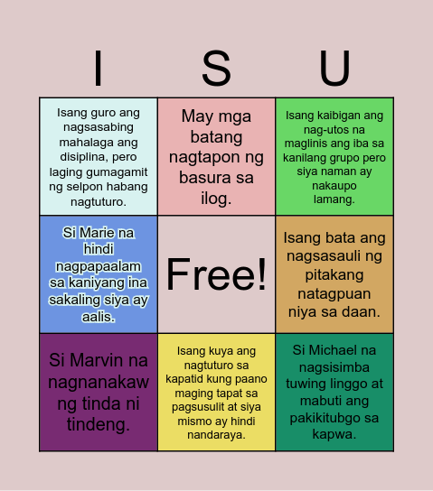 Bingo Ka Sa'kin! Bingo Card