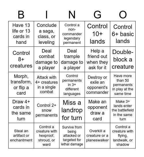 SlämTeeGee Cabin Fever Bingo Extravaganza! Bingo Card