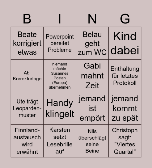 LeKo Bingo Card