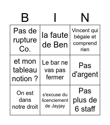 Bingo du cirque Bingo Card