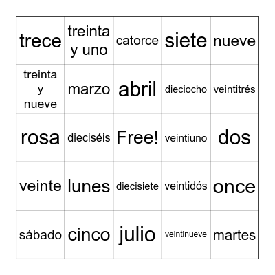 Lotería Bingo Card