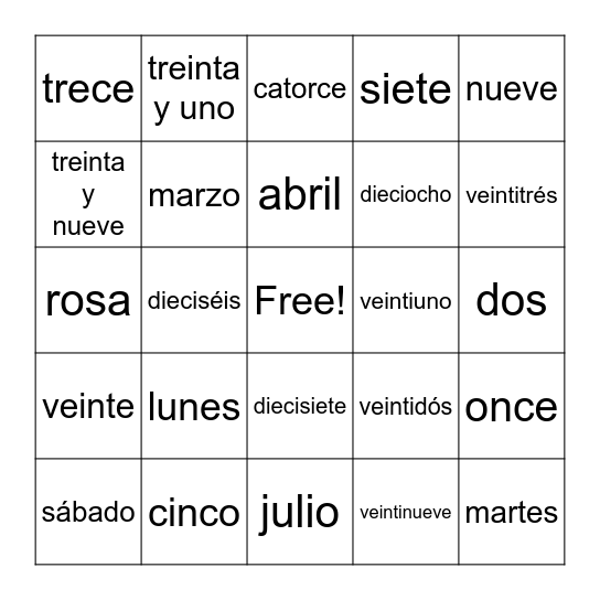 Lotería Bingo Card