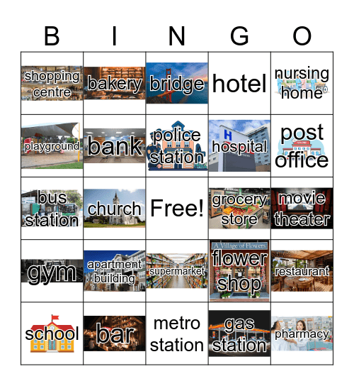 Places Around Town Bingo Card