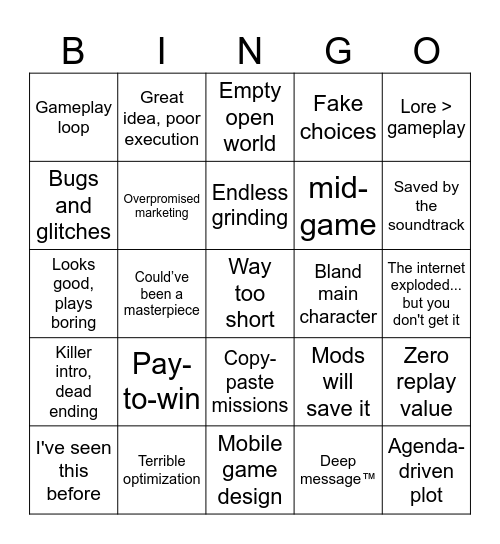 Game means Bingo Card