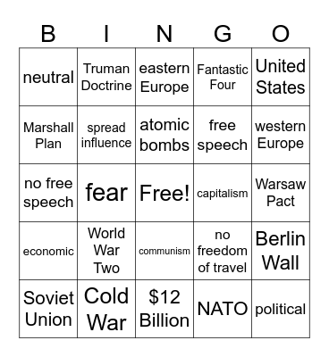 Early Cold War Review Bingo Card