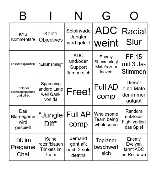 Bronze Elo Tilter Bingo Card