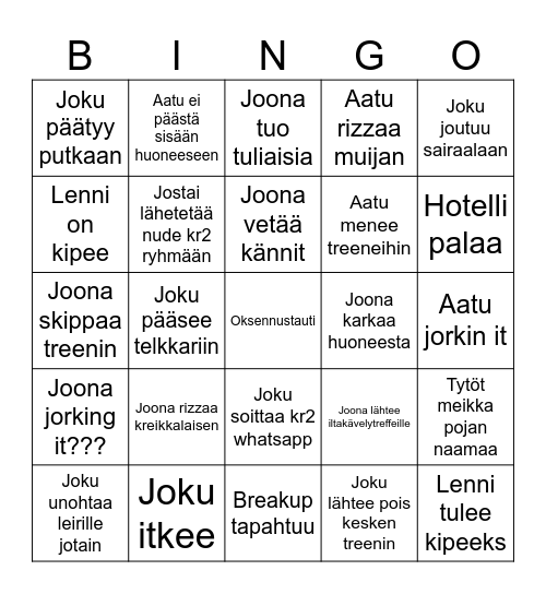 Kr2 bingo benno Bingo Card