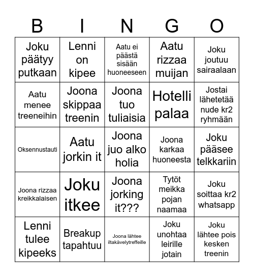 Kr2 bingo benno Bingo Card