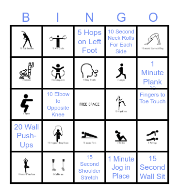 Fitness Challenge Bingo Card