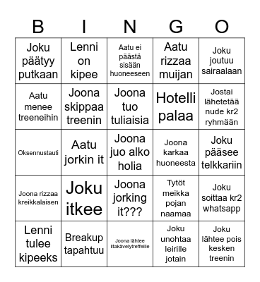 Kr2 bingo benno Bingo Card