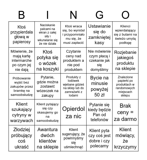 Typowy Dzień w Pracy Bingo Card