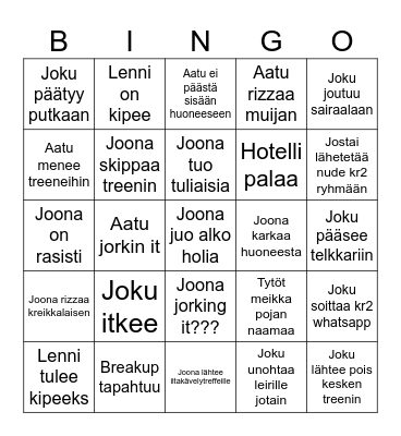 Kr2 bingo benno Bingo Card
