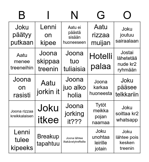 Kr2 bingo benno Bingo Card