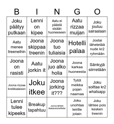 Kr2 bingo benno Bingo Card