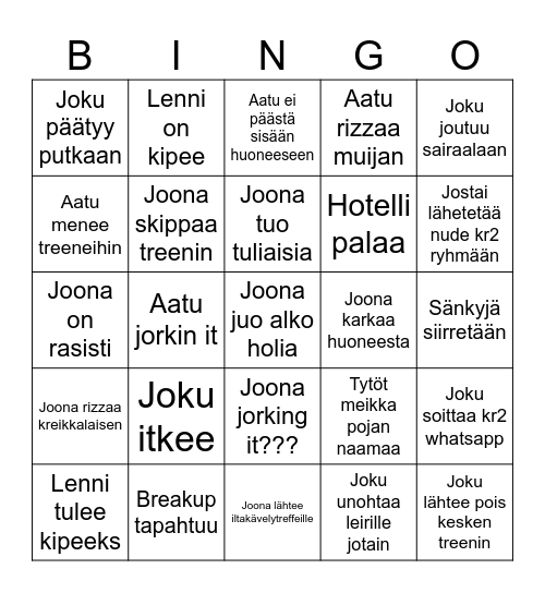 Kr2 bingo benno Bingo Card