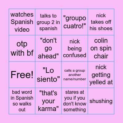 Spanish bingo! Bingo Card